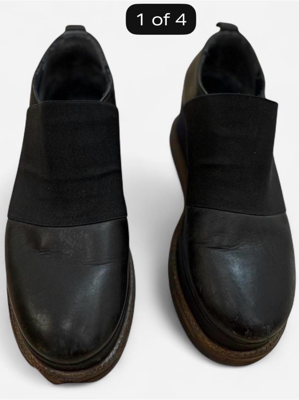 Woman Slip-On Leather Platform Shoes Made in Italy
